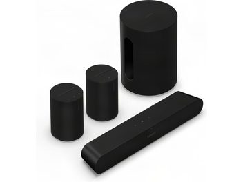Pack home cinema Sonos Beam Gen 2 con subwoofer Sub Mini y dos altavoces Era 100 SL negros vista desde arriba