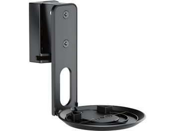 Supporto da parete per SONOS ERA 100 nero con struttura in metallo nero, piastra verticale forata con 2 viti e base circolare