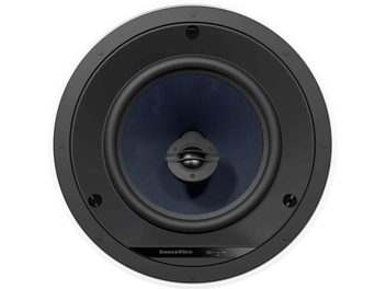 Indbygget Bowers & Wilkins CCM682 højttaler, frontvisning, sort gitter med centralt placeret højttaler, mat sort kant