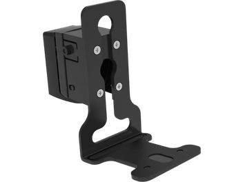 Flexson ERA 300 black wall mount, adjustable metal bracket seen in three-quarter view