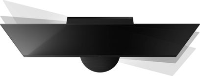 Téléviseur Panasonic TX-65MZ2000E noir, vue de face, écran éteint, base rectangulaire noire centrée sous l'écran