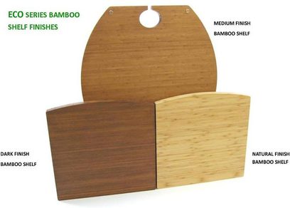 Eco Series bambusreoler, 3 overflader: mørk, medium, naturlig, rektangulære former, set forfra, let fra siden