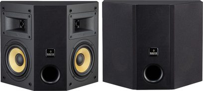 Boxă bipolară Davis Acoustics Atmosphere MK2 neagră, carcasă unghiulară, fațadă din plastic, grilă din material textil, port bass-reflex frontal