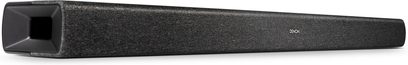 Denon DHT-S217 sort soundbar, set forfra, aflang rektangulær form, akustisk gitter over hele forsiden