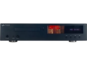 Odtwarzacz CD hi-fi Taga Harmony TCD-70T czarny, widok z przodu, prostokątny panel przedni, ekran cyfrowy, podświetlane lampy, okrągłe przyciski