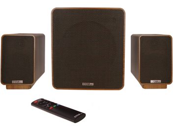 2.1 Speaker Pack Enova HIFI VELA 2.1 10A, rectangular central subwoofer, 2 rectangular satellite speakers, black remote control