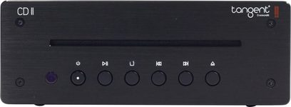 Tangent CD II sort CD-afspiller, frontpanel med kontrolknapper, hovedtelefonstik og display, i mat sort plastik
