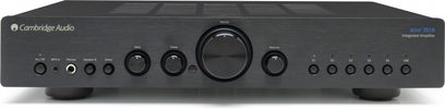 Zintegrowany wzmacniacz stereo Cambridge Audio Azur 351A, czarny kolor, przedni panel, przyciski, złącza tylne