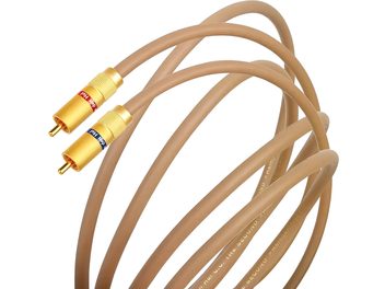 RCA-audiokabel Van den Hul The Second RCA 1 m, doorschijnende beige mantel en vergulde rode en blauwe connectoren