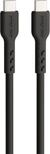 Sort USB‑C‑kabel Real Cable iPlug-USB60, plastikkappe, to USB‑C han-stik med teksturerede manchetter, set forfra