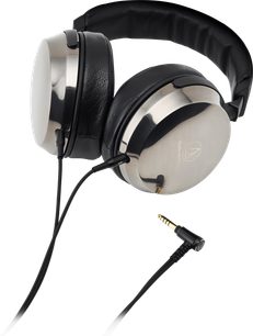 Lukket hovedtelefon Audio Technica ATH-AP2000Ti i sort og sølv, ovale ørepuder, polstret hovedbøjle, 3,5 mm jackstik