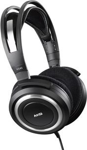 AKG K540BLK sort åbne hifi-hovedtelefoner set fra siden, ovale ørekopper, polstret hovedbøjle, 3,5 mm jackstik