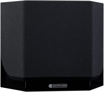 Акустична система Monitor Audio Silver FX 7G black gloss, чорне глянсове покриття, вид спереду, чорна тканинна решітка