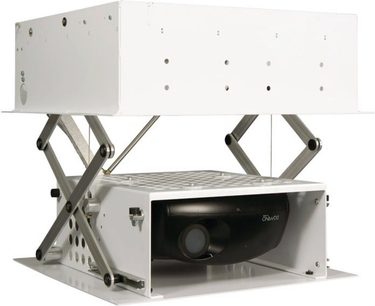 Future Automation PD3.5 loftbeslag i hvid, X-formede svingbare arme, til sort projektor