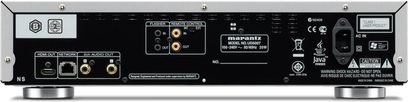 Marantz UD5007 Blu-ray-afspiller i sort, set bagfra, lyd-/videotilslutninger, Ethernet-port, USB-port, display, knapper