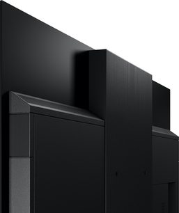 Panasonic TV-65Z95AEG -teräväpiirtotelevisio, takanäkymä kulmasta, musta viimeistely, keskellä pystytuki