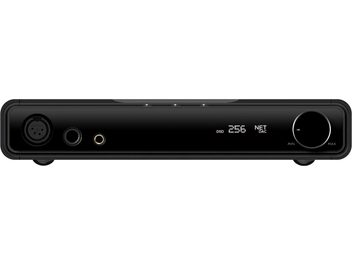 Hoogwaardige hoofdtelefoonversterker Hifiman Serenade, vooraanzicht, audio-aansluitingen, digitaal scherm, regelknop