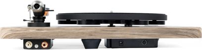 Giradischi Auris Audio Jazz con base effetto legno chiaro, piatto nero e braccio di lettura laterale