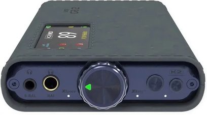 Schwarzes iFi Audio iDSD GR 2 Etui mit Sichtfenster und Öffnung für Drehrad, Vorderansicht