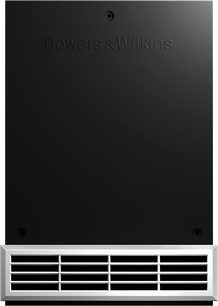 Subwoofer da incasso Bowers & Wilkins ISW-3, vista frontale, pannello nero opaco effetto metallo, griglia bianca a lamelle