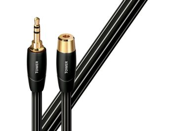 Audiokabel Audioquest Tower 3,5-mm-Klinkenstecker auf 6,35-mm-Buchse, schwarz und goldfarbig, 3 Meter, vergoldete Stecker
