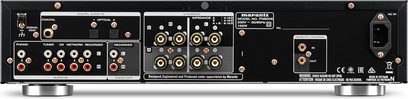 Amplificator hi-fi stereo Marantz PM6006 negru, vedere din spate, conexiuni audio analogice și digitale, mufe pentru difuzoare, port USB