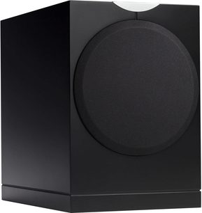 Sort kompakt Waterfall Audio Pack 1 højttaler, tæt forfra, kubisk form, central rund højttaler