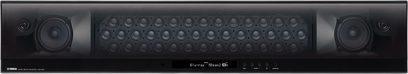 Yamaha YSP-5100 sort soundbar set forfra, med 40 cirkulære højttalere og to rektangulære diskanthøjttalere