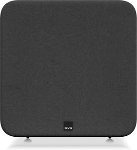 Subwoofer SVS SB-3000 R|Evolution em freixo preto, vista frontal, painel em tecido preto com cantos arredondados