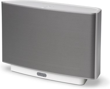 Altavoz inalámbrico conectado Sonos PLAY:5 blanco, vista frontal, forma rectangular redondeada, rejilla negra en toda la parte delantera