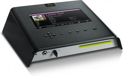 Olive 6HD sort netværksaudioafspiller, frontvisning, farvedisplay, kontrolknapper, CD-sprække, mat sort finish