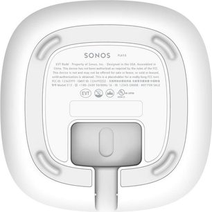 Trådløs, tilsluttet Sonos One (Gen 2) højttaler i mat hvid, set forfra, med afrundet cylindrisk form og perforeret gitter på den øverste halvdel