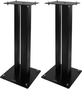 Enova HIFI MAJESTY 60 BL černá, dva obdélníkové stojany na reproduktory, pohled zepředu, čtvercové horní a dolní desky
