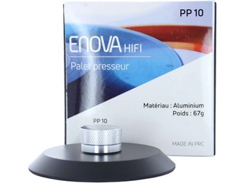 Palet estabilizador Enova HIFI PP10 de aluminio, peso 67g, en caja con foto del producto en primer plano