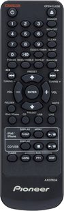 Sort Pioneer AXD7634 fjernbetjening med numeriske knapper, kontrolknapper og navigationsknapper til X-HM30 Hi-Fi mini-anlæg
