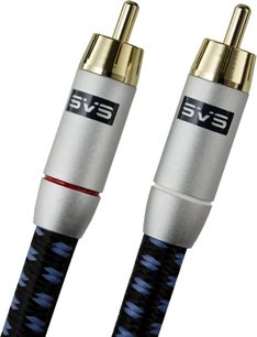 Kabel for subwoofer SoundPath Subwoofer, 2 forgylte RCA-kontakter, svart og blå flettet kappe