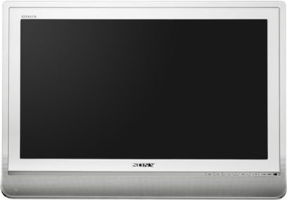 Sony KDL-20B4030E tv set set forfra, slukket skærm, lysegrå ramme, hvidt logo, på bord