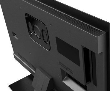 Panasonic TV-42Z90BE6 high-definition television, matte black plastic, rear with upper ventilation grille, central recess, connection ports on the right, and central base, rear view from a slight overhead angle