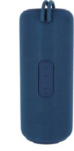 Bluetooth-højttaler Yourban Getone 30 MK2, set forfra, cylindrisk form, blåt stof, synlige porte: aux, USB, TF, type-c
