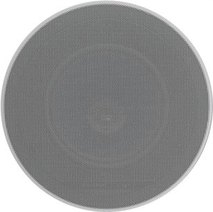 Rund indbygget højttaler Bowers & Wilkins CCM664SR, perforeret metalrist i lys grå, set forfra