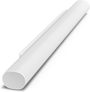 ARC Ultra soundbar + Sub (Gen 4) mat hvid, set fra vinkel, cylindrisk form, perforeret gitter, glat overflade