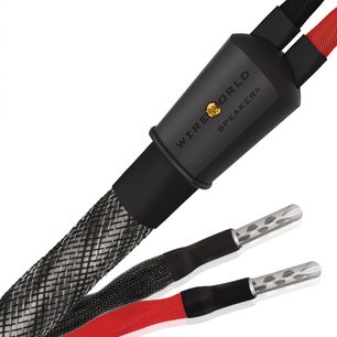 Reproduktorový kábel Wireworld Silver Eclipse 10 (2x3m), čierno-sivý pletený obal, strieborné kovové konektory, červené a čierne koncovky