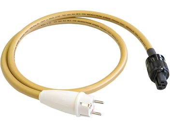 Van den Hul The Mainsstream Hybrid Power Cable 1.5m, top view, beige sleeve, black and white connectors