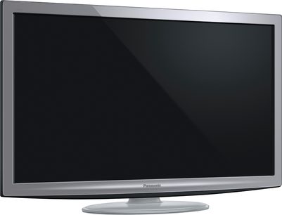 Panasonic TX-LF37G20S fladskærm, slukket, set forfra, metallisk grå ramme, sort skærm