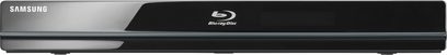 Samsung BDP-1600 sort Blu-ray-afspiller, frontvisning, tæt på, med "Blu-ray Disc"-logo øverst