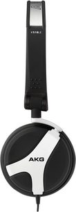 Otevřená hifi sluchátka AKG K518 LE bílá, pohled z levého profilu, černo-bílá mušle, černý hlavový most, černý kabel