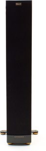 Klipsch RF-42 MkII sort gulvhøjttaler, set forfra, sort front med gylden diskant, sort og gylden fod