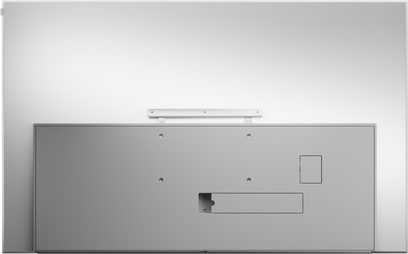 Téléviseur Loewe Stellar 83 DR+ vue arrière, grand écran gris à fixation murale visible