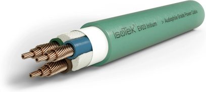 1,5 m IsoTek EVO3 Initium strømforsyningskabel, kobberterminaler, grøn kappe med hvid markering