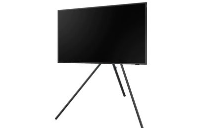 Vægmonteret TV-stander fra Samsung VG-ARAB22STDXC sort, metalstativ, flad rektangulær skærm, set forfra